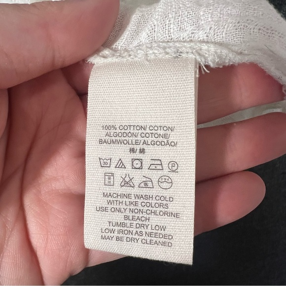 Free People White and Blue Loose Button-Up Blouse 100% Cotton, Women’s Large - Picture 8 of 9